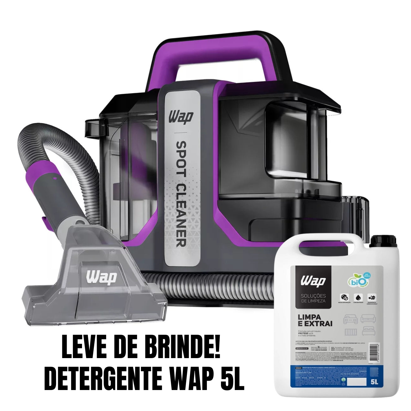 (KIT COMPLETO) EXTRATORA WAP SPOT CLEANER 3 EM 1  - 1650W DE POTÊNCIA - BORRIFA, ESFREGA E EXTRAI + BRINDE EXCLUSIVO