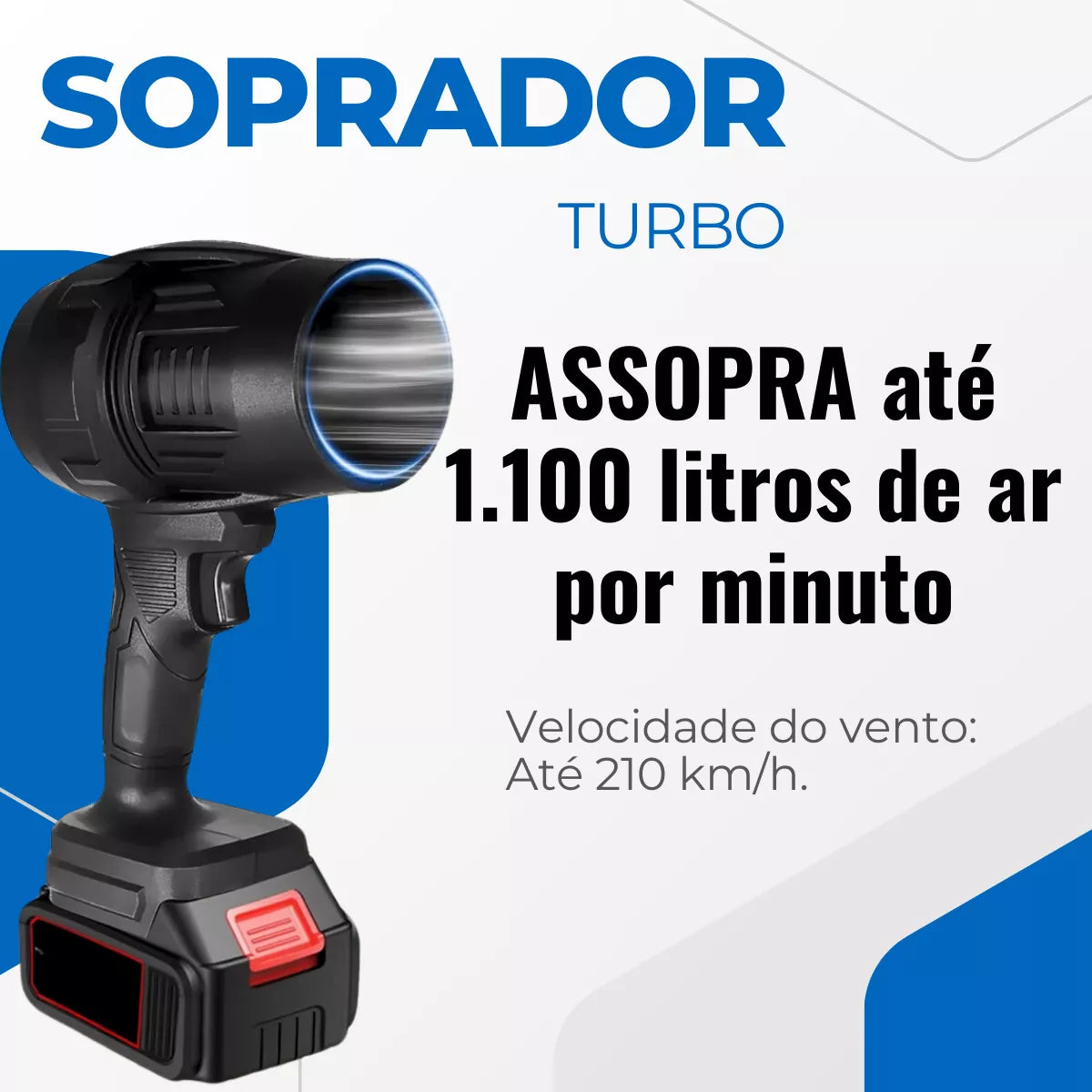 (KIT COMPLETO) SOPRADOR TURBO 1050W + MALETA ORGANIZADORA + 2 BATERIAS EXTRAS 48V