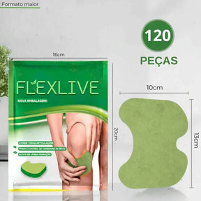 [120 UNIDADES] Flexlive - Adesivo de Recuperação Natural - Acabe com Dores Musculares e nas Articulações