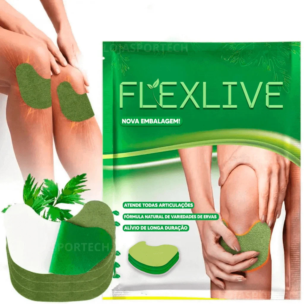 [120 UNIDADES] Flexlive - Adesivo de Recuperação Natural - Acabe com Dores Musculares e nas Articulações