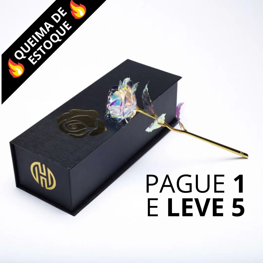 (PAGUE 1 LEVE 5) Rosa Galáxia Banhada a Ouro 24k + Brinde Caixa Ferrero Rocher - O Presente Perfeito