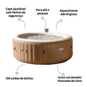 (MEGA SALDÃO) OFURÔ INFLÁVEL INTEX + HIDROMASSAGEM + AQUECEDOR BIVOLT ATÉ 40º + BRINDE [LONA PROTETORA]